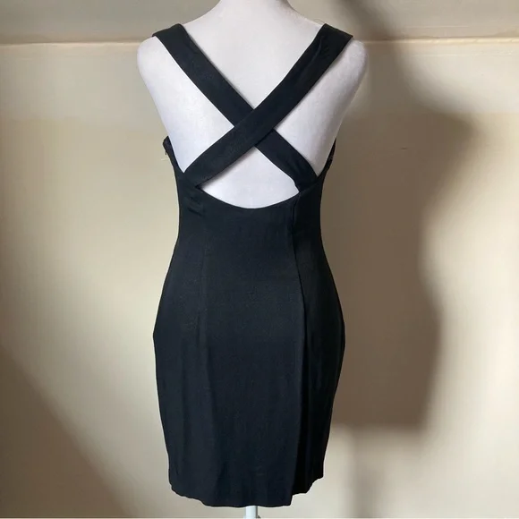 Jessica McClintock Vintage Black Strappy Cocktail Dress size 5/6 - Picture 4 of 6